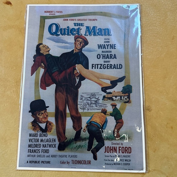 Movie poster “THE QUIET MAN” John Wayne Maureen O’Hara and Barry Fitzgerald